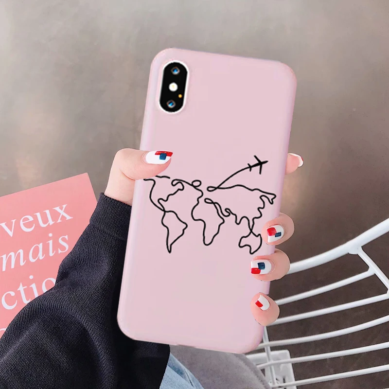 Чехол для телефона GYKZ с картой мира iPhone XS MAX X 11Pro XR 7 8 6 6s Plus Модный черный