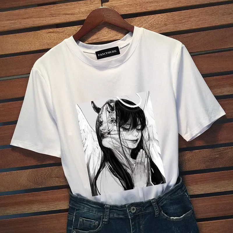 Anime Tomie Junji Ito Tee Women Horror Manga Short Sleeve O-neck Tops Anime Guro Japan Jap O-neck Tshirt Homme