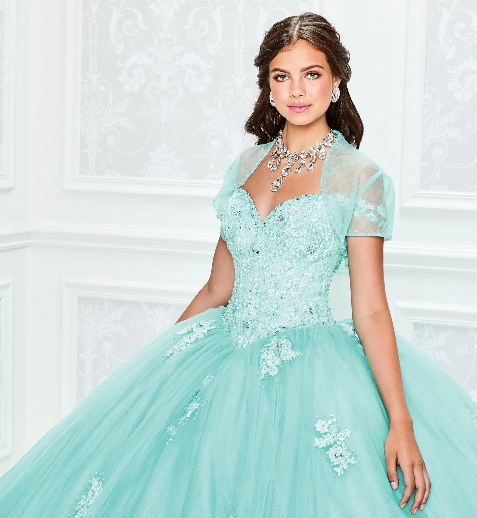 Turquoise Cheap Quinceanera Dresses Ball Gown Off The Shoulder With Jacket Tulle Beaded Applique15 Year Old Party Dresses