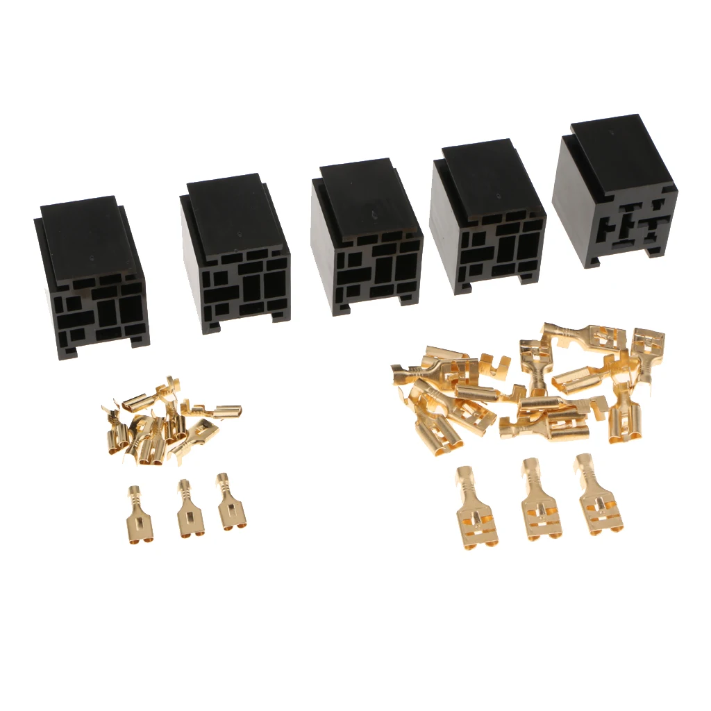 5Pcs 80A 5 Pin Relay Holder Socket with Loose Terminals Car Alarm Control