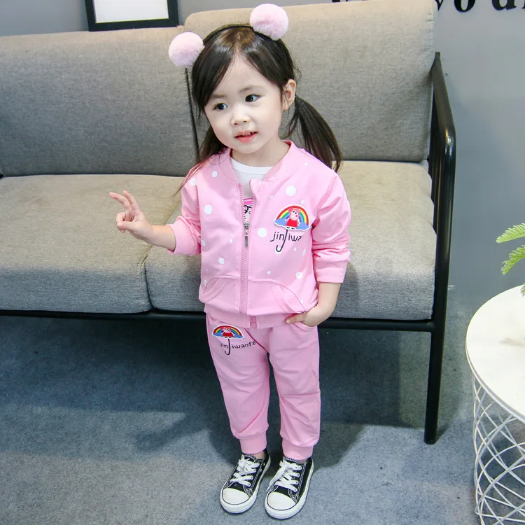 

2018 Girls Autumn Three-piece Set 1-4-Year-Old Kids Autumn Set Korean-style Baby Autumn Clothing