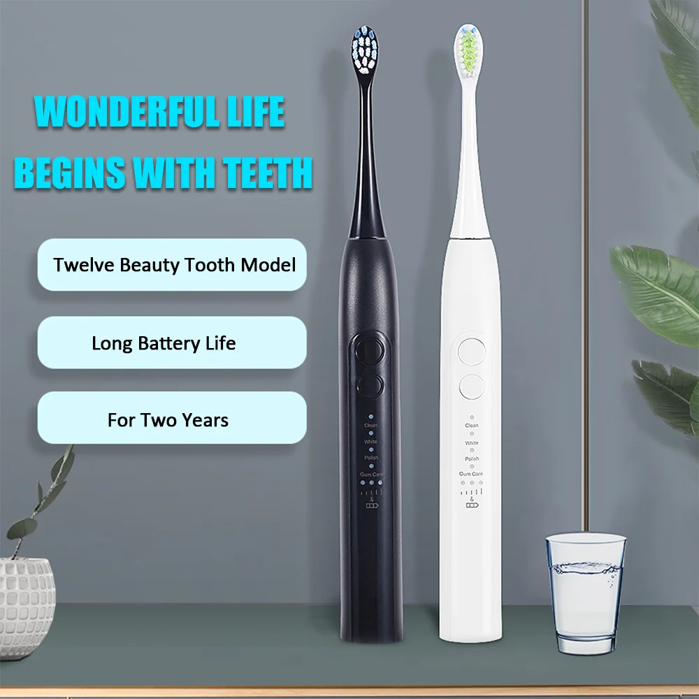 

Electric toothbrush ultrasonic toothbrush wireless induction charging IPX7 rechargeable battery waterproof send brush heads