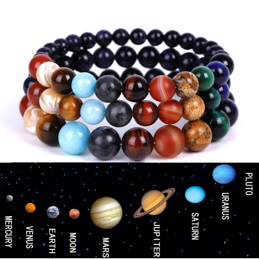 

2020 Eight Planets Bead Bracelet Men Natural Stone Universe Yoga Chakra Solar Bracelet for Men Women Jewelry Drop Shipping