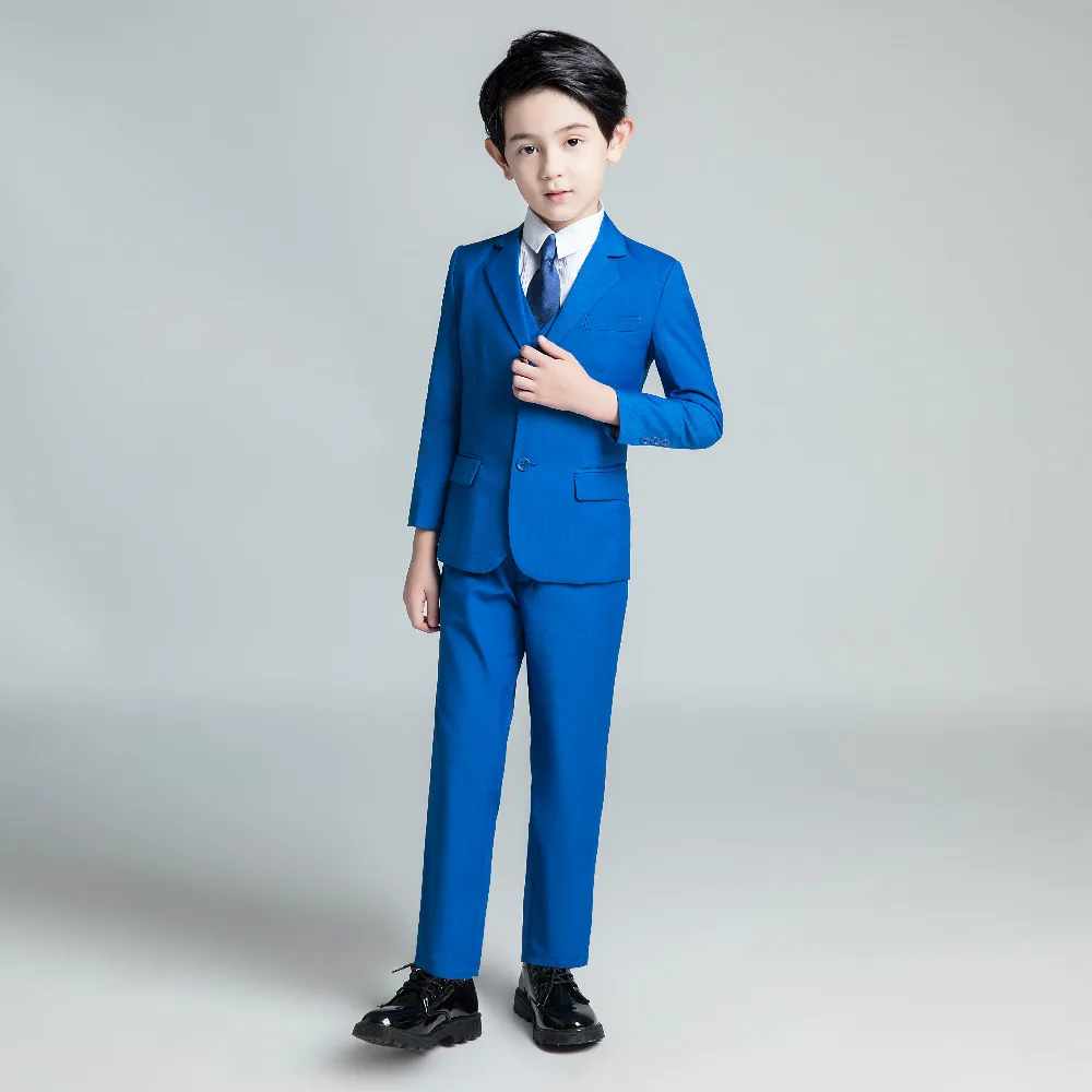 YuanLu/5 шт.; костюмы для мальчиков; одежда для малышей; Свадебный синий Блейзер; пиджак; торжественные Детские костюмы; смокинг для мальчиков