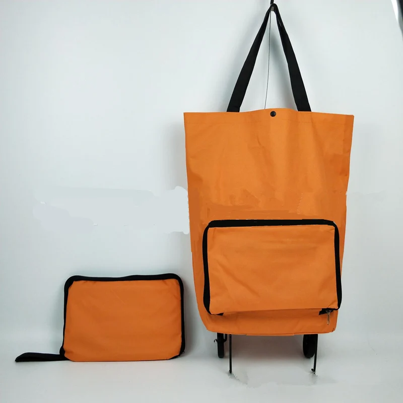 RUPUTIN Складные портативные хозяйственные сумки большой емкости для покупок, органайзер для еды, сумка на колесиках, сумка для покупок, сумка для овощей - Цвет: Big Orange