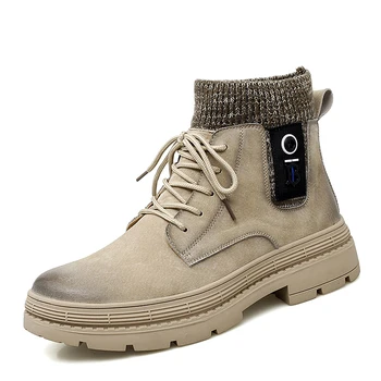 

men's autumn winter boots snow boots high quality split leather men's boots fur warm comfortable shoes