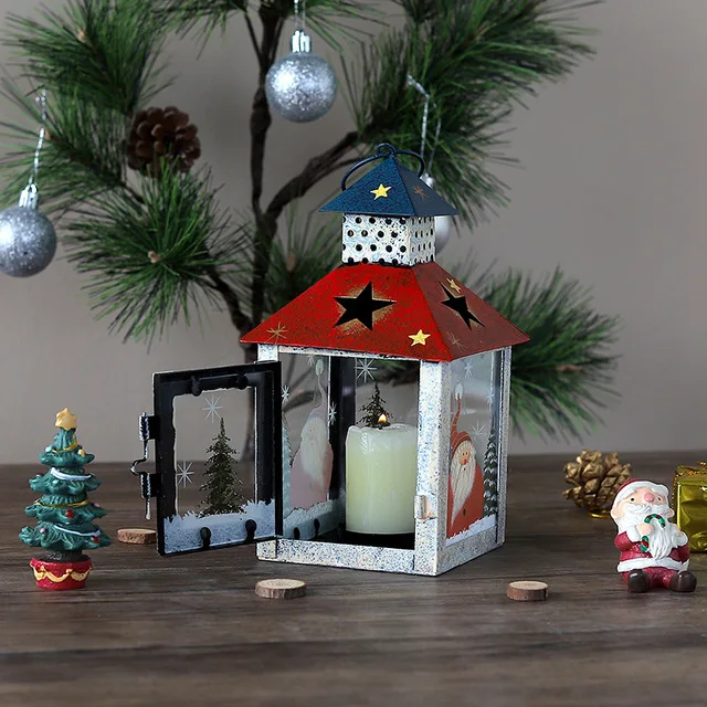 Christmas Candle Holders Lantern Centerpiece Santa Claus Candlestick Gift Decorations | Дом и сад