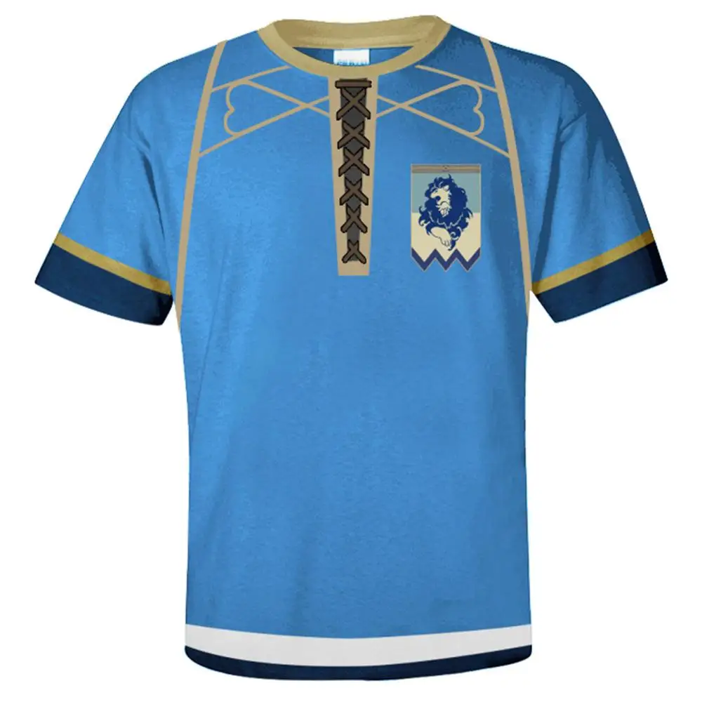 Пожарная эмблема, три дома, синие львы, футболка для костюмированной вечеринки, хлопковая летняя уличная футболка, одежда