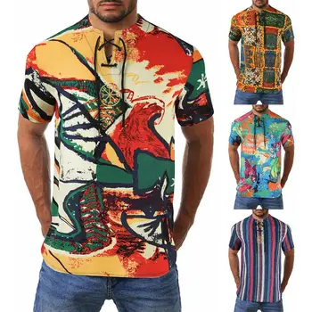 

Men Beach Casua lScrawling Shirt Printed Summer Short Sleeve Loose Streetwear Fashion Gym Sportwear Hip Hop Camisa Male Blouse