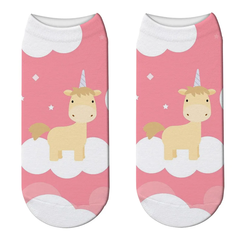 Новые хлопковые носки в стиле Харадзюку С 3D принтом единорога женские милые