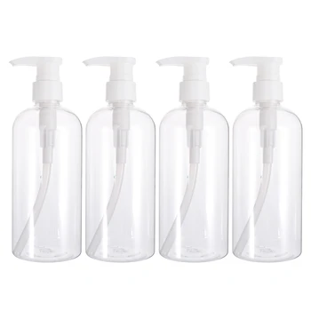 

4PCS Empty Cosmetic Bottle 500ml Shampoo Dispensers For Outdoor Cosmetic Liquid - Random Pump Ring Delivery (Transparent+White)