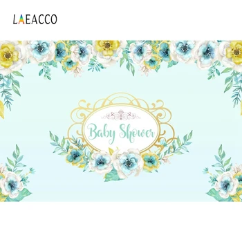 

Laeacco Baby Shower Photophone Watercolor Flowers Leaves Garland Pattern Photography Backdrops Photo Backgrounds Newborn Props