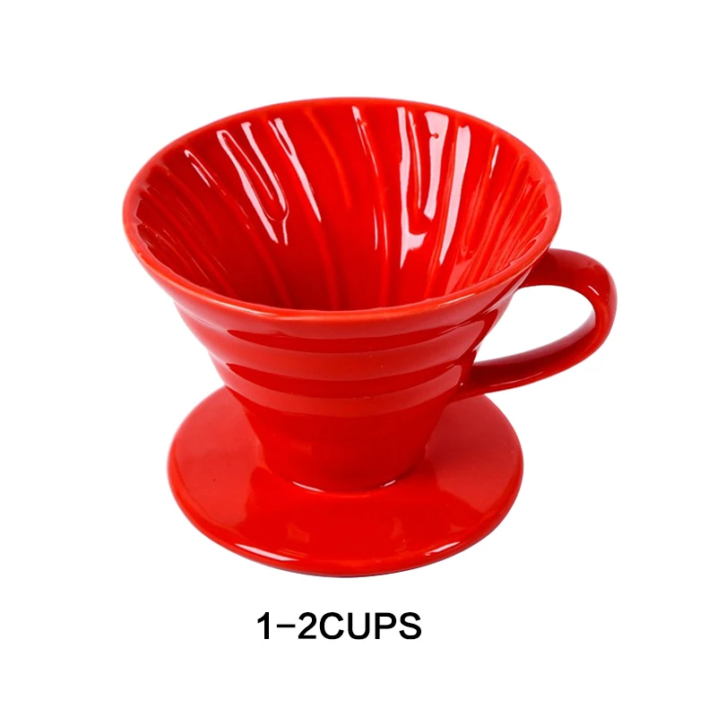 Керамическая кофейная капельница с двигателем V60, стильная кофейная капельная чашка с фильтром, Перманентная наполняемая кофеварка с отдельной подставкой для 1-4 чашек - Цвет: Red-01
