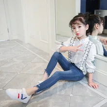 Детская одежда; джинсы для девочек; Новинка года; стильные детские повседневные брюки для больших мальчиков; осенняя одежда; брюки в Корейском стиле для девочек