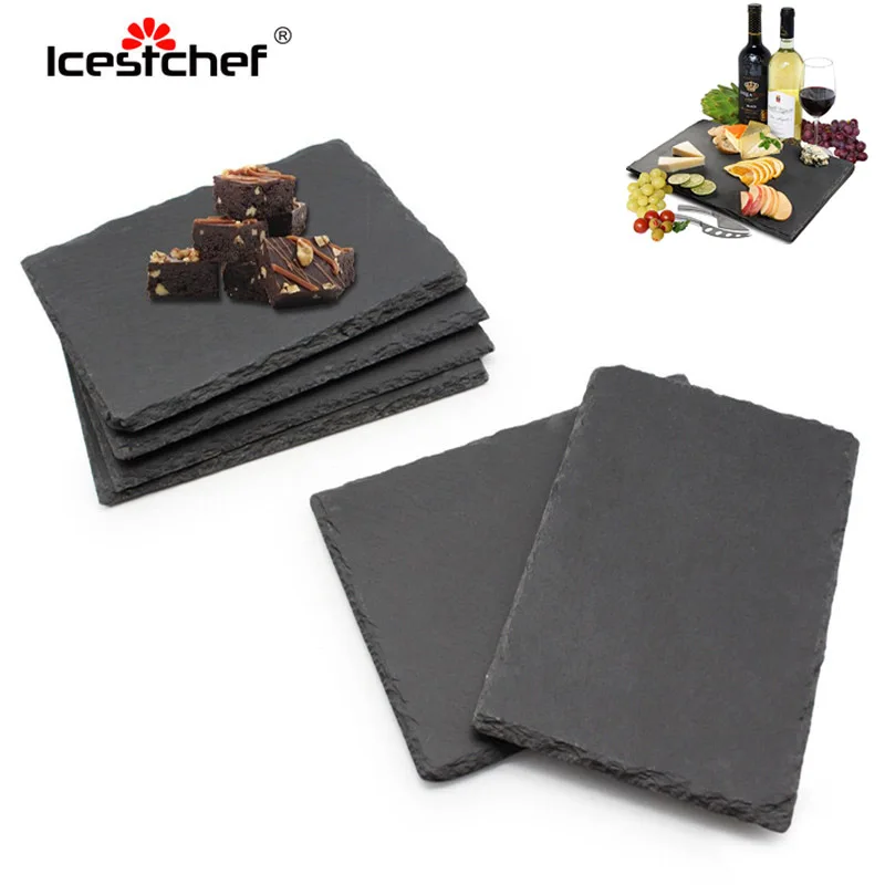ICESSTCHEF натуральный сланец западные квадратные тарелки для стейков пицца выпечка