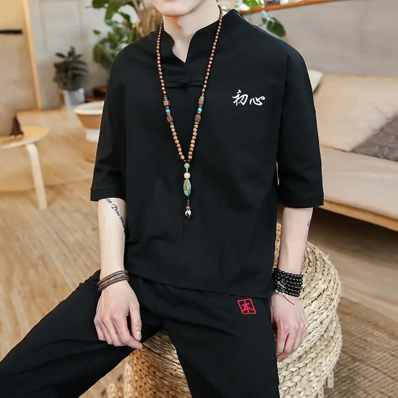 M-5XL Men's Set Casual Suit Cotton Linen T Shirt Man Shorts Oversize Men T-shirt Male 2020 Summer Embroidery Tracksuit XXXXXL M-5XL Men's Set Casual Suit Cotton Linen T Shirt Man Shorts Oversize Men T-shirt Male 2020 Summer Embroidery Tracksuit XXXXXL