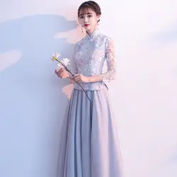 Китайский стиль свадебное платье Винтаж китайский воротник Qipao праздничный костюм мини-платье свадебное Ципао Qipao Vestidos S-4XL