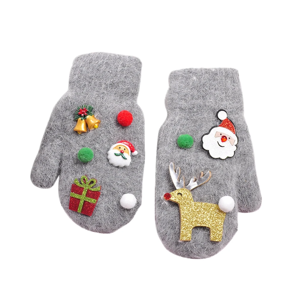 Детские варежки на завязках для малышей, теплые толстые перчатки с флисовой подкладкой, зимние милые рождественские перчатки для мальчиков и девочек 3-10 лет