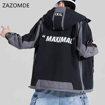

ZAZOMDE Zipper Men Jackets Autumn Winter Casual Streetwear Coats Scarf Collar Jacket Fashion Hooded Male Outwear Men Clothing