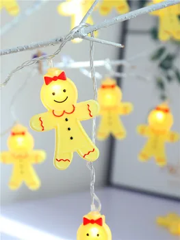

Yellow Gingerbread Man Girl Amd Boy Festoon Led String Light 6M Outdoor Garden Patio Fairy Garland Party Christmas Holiday Light