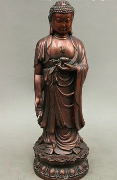 

AA 002891 10" Chinese Bronze Folk Buddhism Shakyamuni Sakyamuni Tathagata Lotus Statue