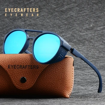 

EYECRAFTERS New Fashion Polarized Gothic Sunglasses Goggles Design Shades Retro Mens Womens Round Steampunk Sunglasses Eyewear