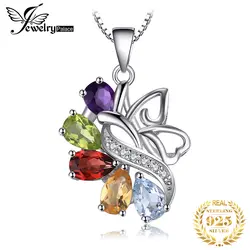 JewelryPalace бабочка 2.4ct Подлинная Аметист гранат перидот цитрин голубой топаз кулон 925 пробы серебро не цепь