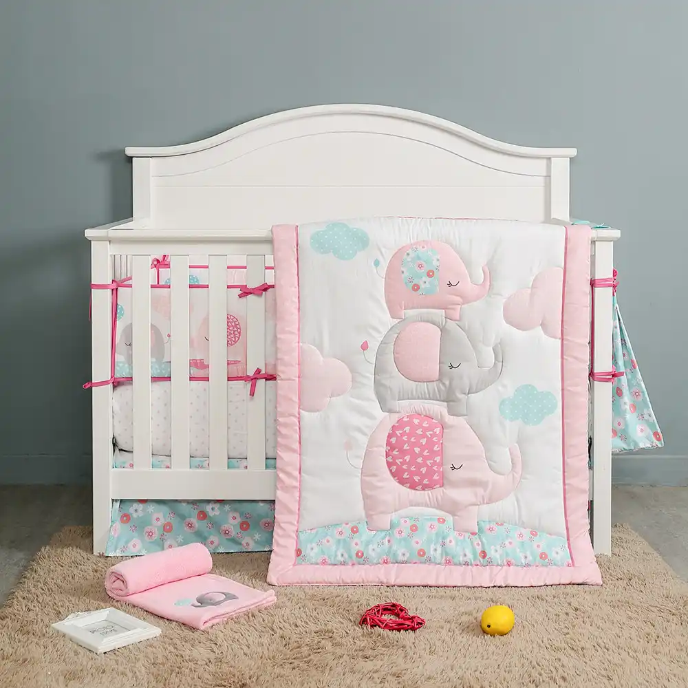 pink elephant crib sheets
