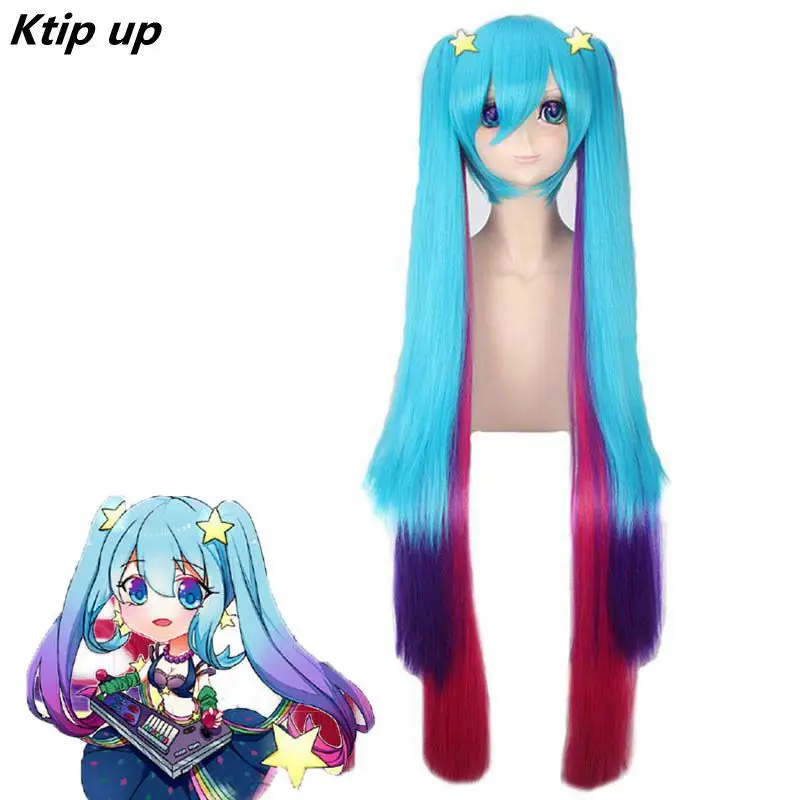 

Ktip Up Cosplay Game LOL Wig DJ Sona Buvelle Maven Of The Strings Wig Costumes Accessories For Women Blue Long Hair
