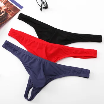 

Special Offer Sexy Ice Silk Mens Underwear Ultrathin Breathable Low Rise Solid Mens Thongs and G Strings