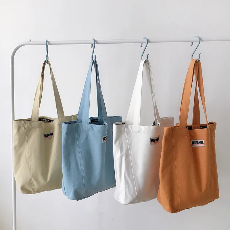Women's Large Travel Shopping Bag Ladies Canvas Solid Color Handbag Tote Bag New
