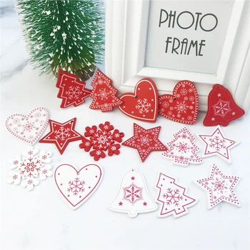 

ADOREHOUSE 100PCS 5CM Christmas Ornaments Wooden DIY Christmas Decorations For Tree Hanging Party New Years Decor Navidad Gift
