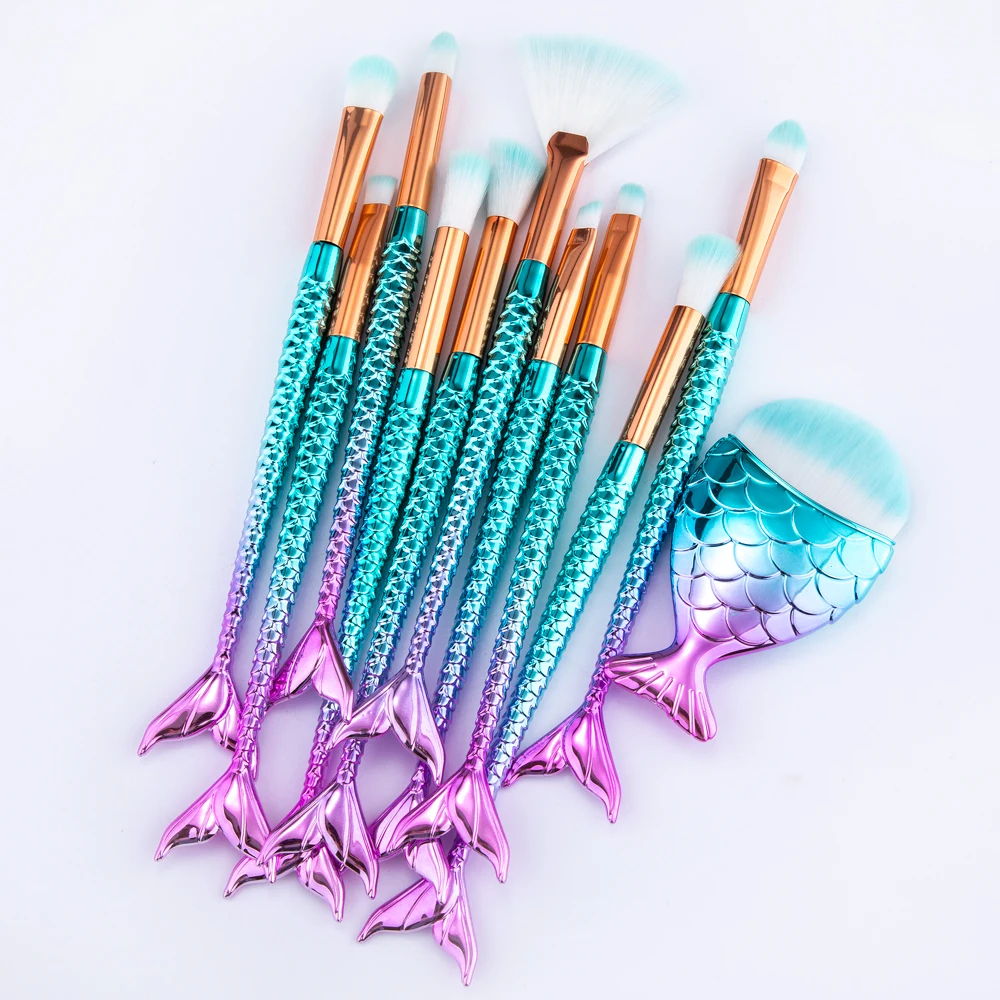 10/11pcs Makeup Brushes Kit maquiagem maquillaje New Mermaid Foundation Eyebrow Eyeliner Cosmetic makeup Brushes 2