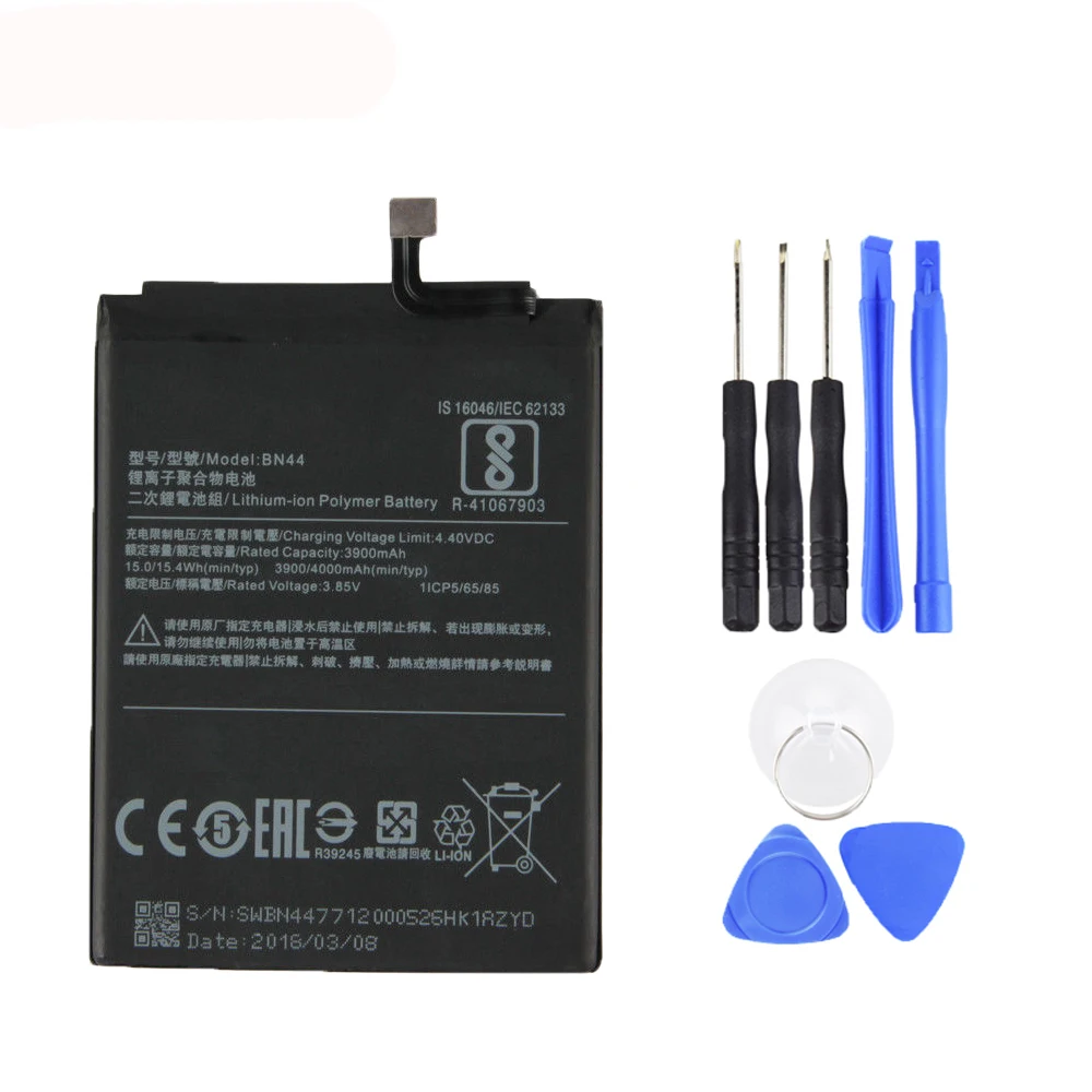 

Dinto 1pc New BN44 Rechargeable Mobile Phone Battery 4000mAh High Capacity Batteries for Xiaomi Redmi 5 Plus with Tools
