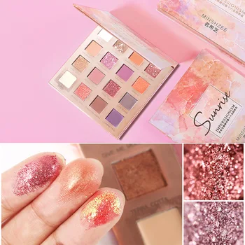 

MINSHZEE 16 Colors Desert Rose Eye Shadow Pearlescent Matte Glitter Shimmer Eyeshadow Pallete Make Up Pallete TSLM1