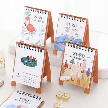 

2020 New Cartoon Mini Flamingo Desktop Paper Calendar dual Daily Schedule Table Planner Yearly Agenda Organizer