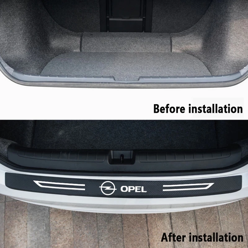 

For Opel astra j h g insignia mokka corsa d vectra Car Rear Trunk Sticker Carbon Fiber Protector Car Trunk Guard Plate Film