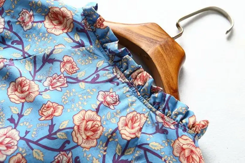 Богемный Вдохновленный Rosa принт длинный рукав блузка женская v-образный вырез пуговицы boho блуза с рукавами-клеш кисточка завязывается Повседневная пляжная Блузка Лето