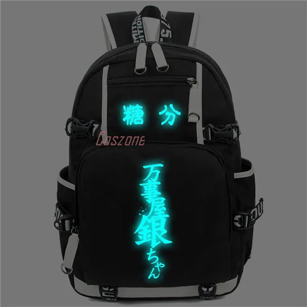 Gintama Cosplay Backpack Cartoon Luminous Student School Shoulder Bag Teenage Laptop Travel Bags