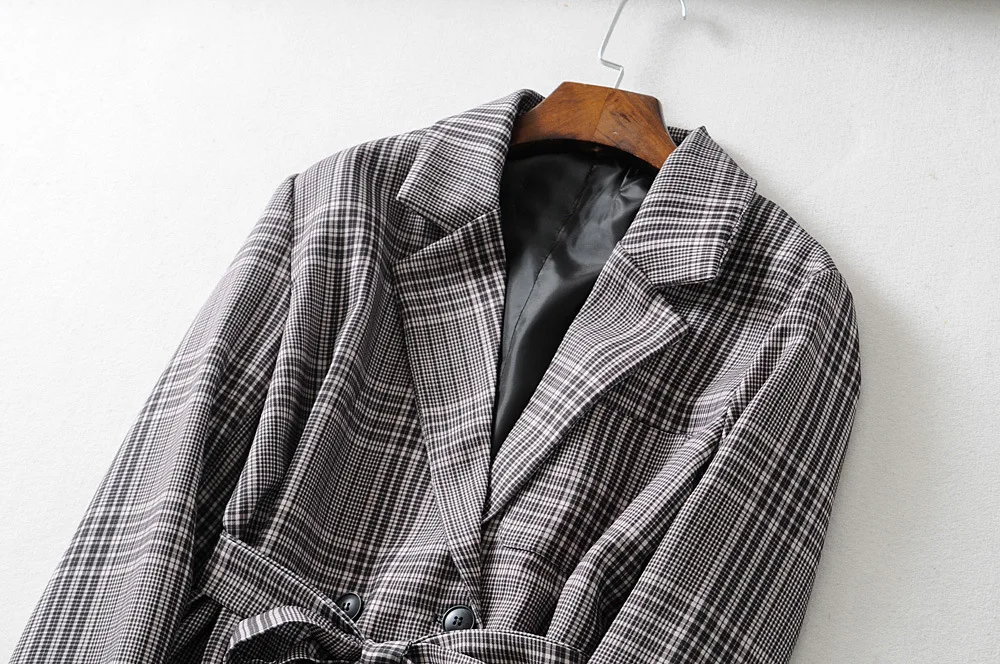 

Western Style WOMEN'S Dress 2019 Spring New Style Double Breasted Lace-up Pattern Suit Jacket Women's