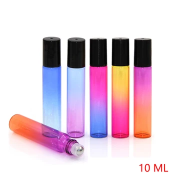 

10 ml Gradient Color Essential Oil Bottles Thick Glass Roller Ball Empty Refillable Perfume Bottle Travel Cosmetic Container