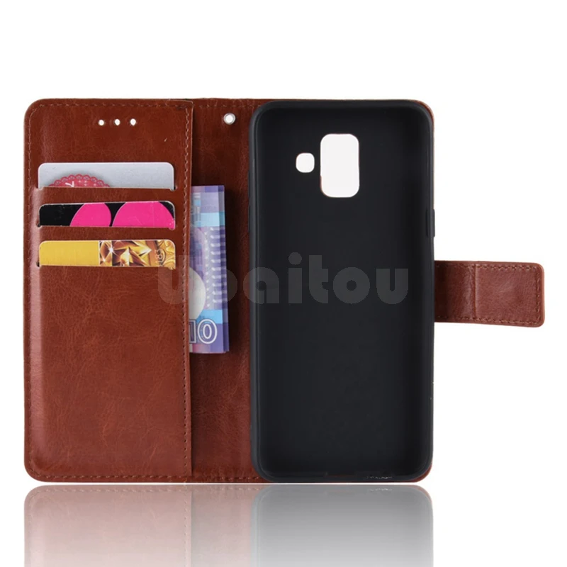 UPaitou роскошный кожаный чехол для samsung Galaxy J4 J6 2018 Plus с откидной крышкой кошелек s J5 Pro
