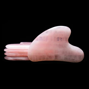 

Dropshipping Rose Quartz Guasha Massager Gouache Scraper Facial Massager 100% Natural Jade Stone Face Eye Massage Board