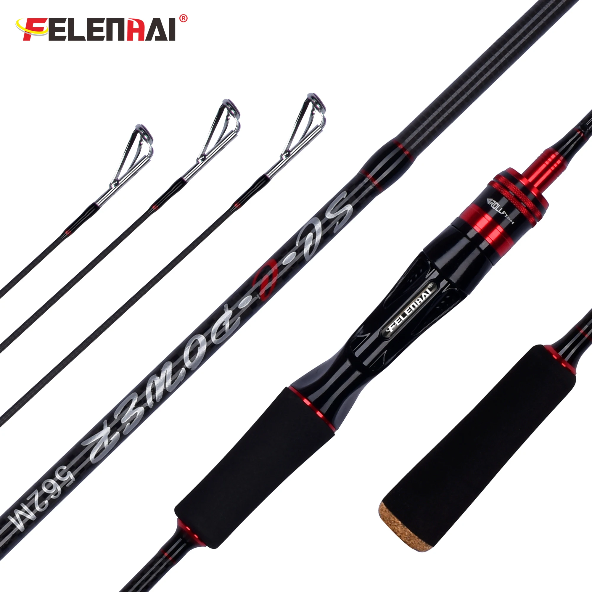 

FELENHAI Casting Spinning Lure Fishing Rod 1.68/1.8/2.1m 30T Carbon 2 Sections 1/3 TIPS Bait 4-35g L/M/MH Baitcasting Bass Pole