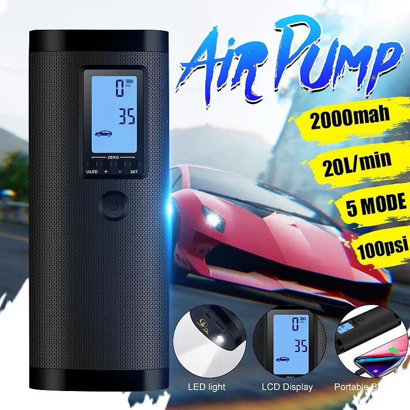 AP2 100PSI 20л/мин Интеллектуальный lcd автомобильный воздушный компрессор для шин, надувной насос для автомобильных шин, электрический насос для шин