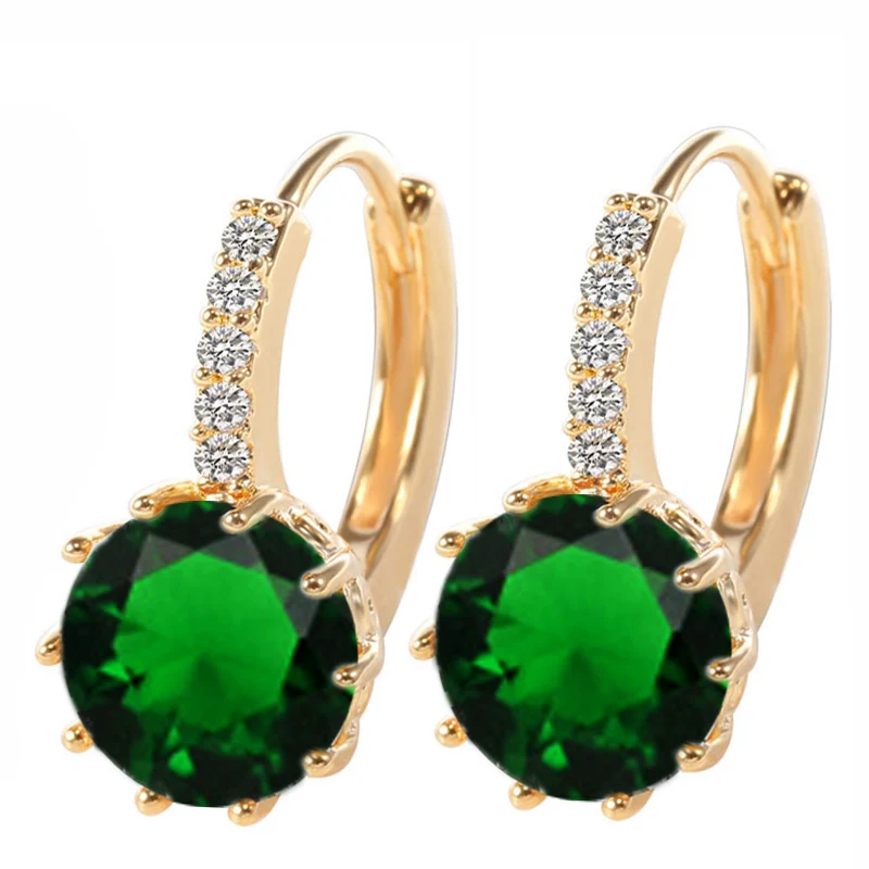 SHUANGR 1Pair Gold Color Round Heart Shaped Earring Rhinestone Crystal Pendants Stud Earrings Women's Fashion Jewelry | Украшения и