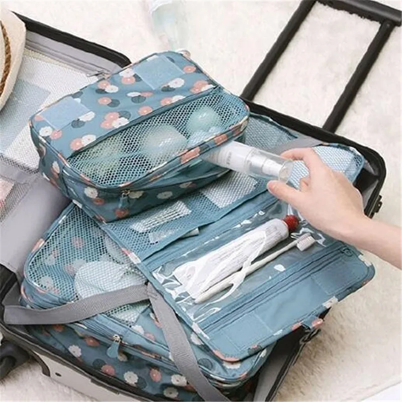 Korean Waterproof Cosmetic Bag Women's Travel Makeup Organizer Bag Bathroom Washing And Sorting Hanging Bags Cosmetic Storage