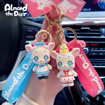 

Cute Keychains Cartoon Almond the Deer Figure Doll Key Chains for Women Bag Charms Car Keyrings Pendant Jewelry Girl Gifts