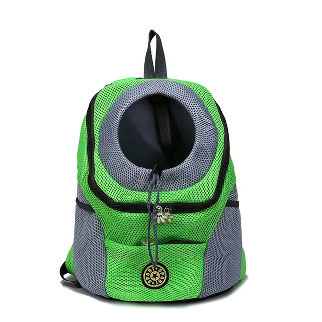 Double Shoulder Dog Carrier Outdoor Breathable Cat Bag Pet Backpack for Small Medium Pet Travel Hiking Riding Pet Supplies green
