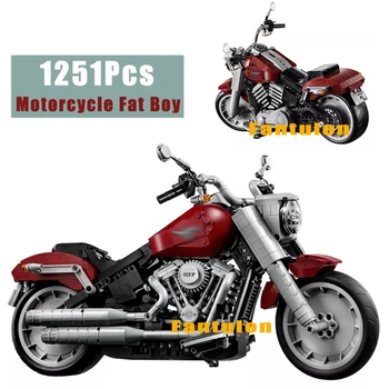 

2020 Creator Set 1251PCS Technic Compatible Lepinings 10269 Motorcycle Fat Boy Blocks Vehicle Set Building Blocks Bricks DIY Toy